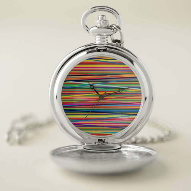 Colorful abstract stripes design pocket watch (Inside)