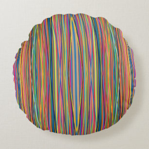 Colorful abstract stripes design round pillow
