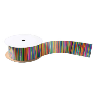 Colorful abstract stripes design satin ribbon