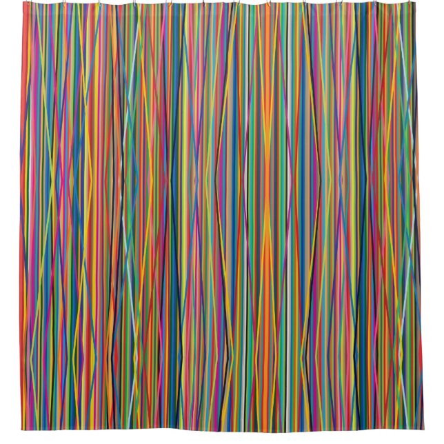 Colorful abstract stripes design shower curtain (Front)