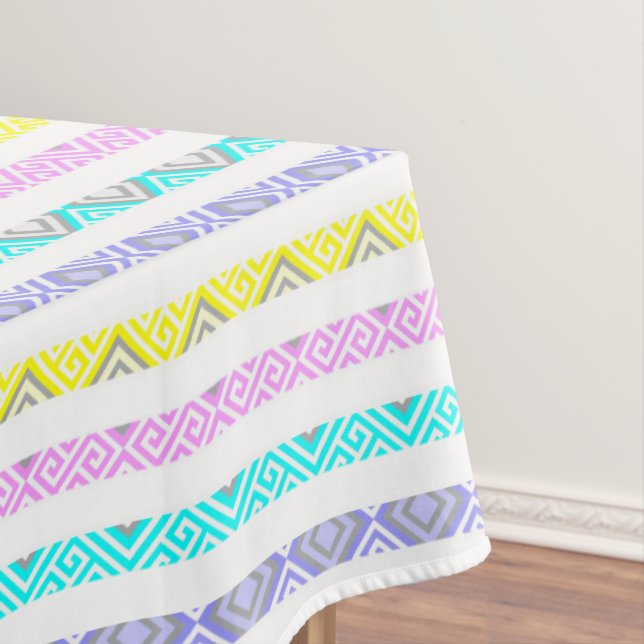 Colorful abstract stripes design tablecloth (In Situ)