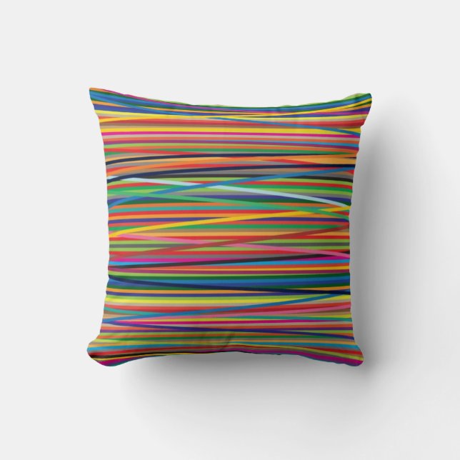 Colorful abstract stripes design throw pillow (Front)