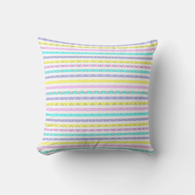 Colorful abstract stripes design throw pillow (Front)