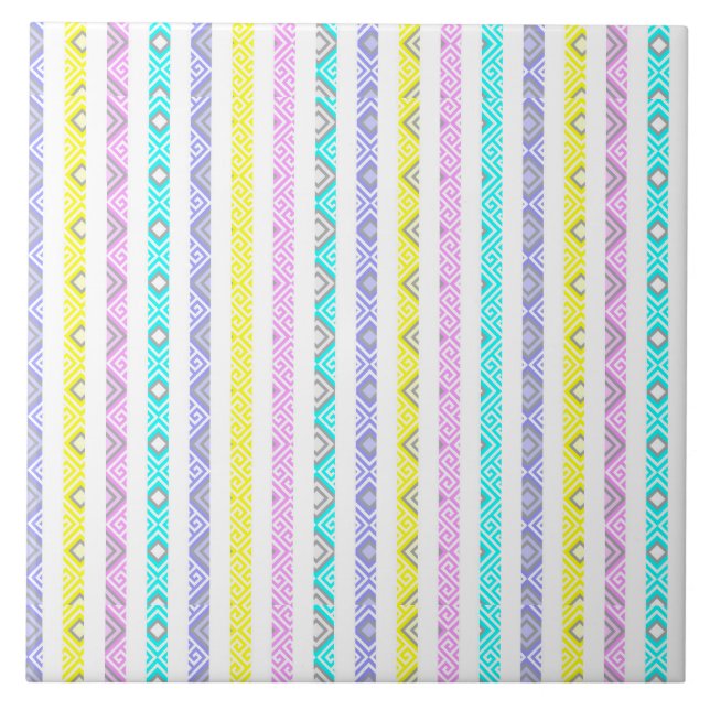 Colorful abstract stripes design tile (Front)