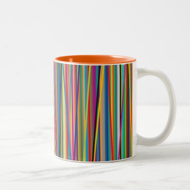 Colorful abstract stripes design Two-Tone coffee mug (Right)