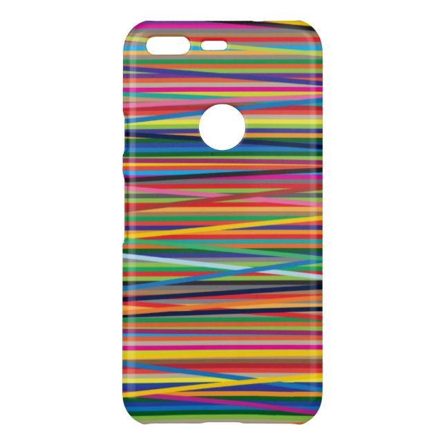 Colorful abstract stripes design uncommon google pixel case (Back)