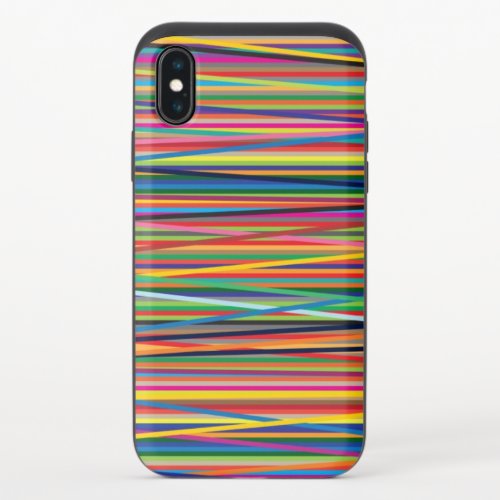 Colorful abstract stripes design iPhone XS slider case