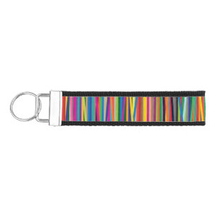Colorful abstract stripes design wrist keychain