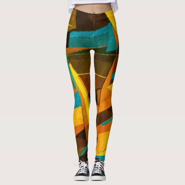 Colorful Abstract Stripes: Paint Texture Leggings (Front)