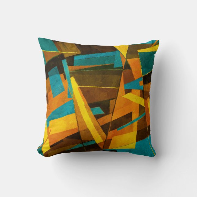 Colorful Abstract Stripes: Paint Texture Throw Pillow (Front)
