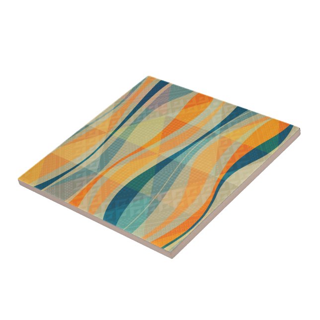 Colorful Abstract Stripes Pattern Tile (Side)