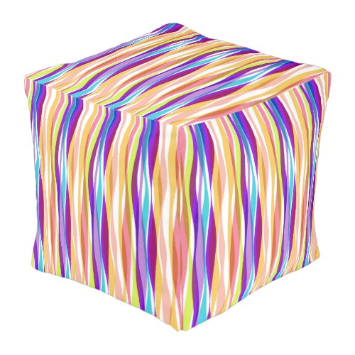 Colorful Abstract Stripes Pouf