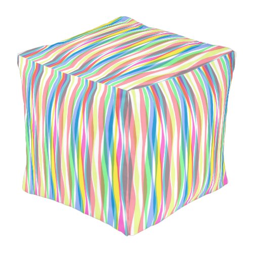 Colorful Abstract Stripes Pouf