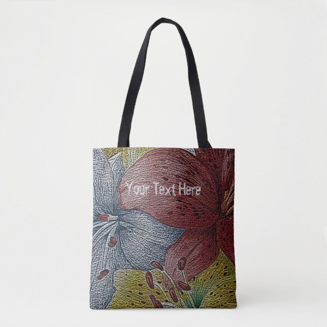 colorful abstract style flower modern floral tote bag (Front)
