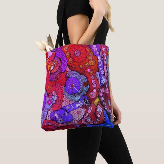Colorful Abstract Stylish and Trendy Tote Bag (Close Up)