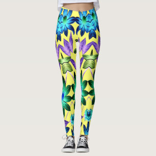 Colorful abstract stylish floral pattern leggings