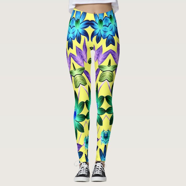 Colorful abstract stylish floral pattern  leggings (Front)