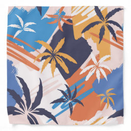 Colorful Abstract Summer Palm Tree Pattern Bandana