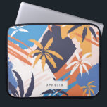Colorful Abstract Summer Palm Tree Pattern Laptop Sleeve<br><div class="desc">Painted abstract colorful bright Summer palm tree pattern,  personalized laptop sleeve. Design features,  single template text line for your name in rectangular layered frame.</div>
