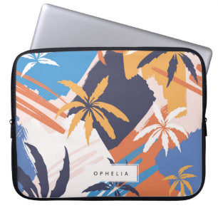 Colorful Abstract Summer Palm Tree Pattern Laptop Sleeve