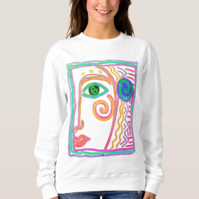 Colorful Abstract Sun Painting Art to Wear Sweatshirt (Front)