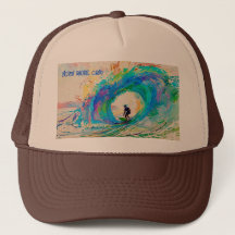Colorful Abstract Surfer in the Barrel Wave