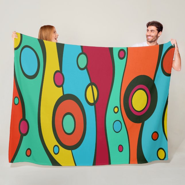 Colorful Abstract Surreal Art Illustration Pattern Fleece Blanket (In Situ)