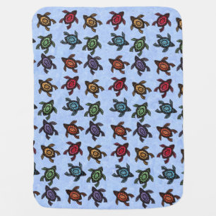 Colorful Abstract Swimming Turtles Baby Blanket