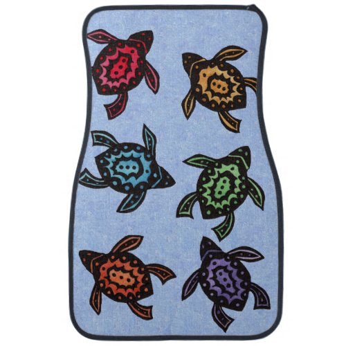 Colorful Abstract Swimming Turtles Car Floor Mat