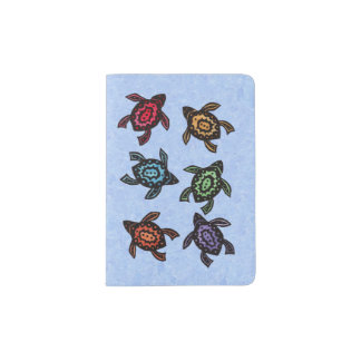 Colorful Abstract Swimming Turtles Passport Holder