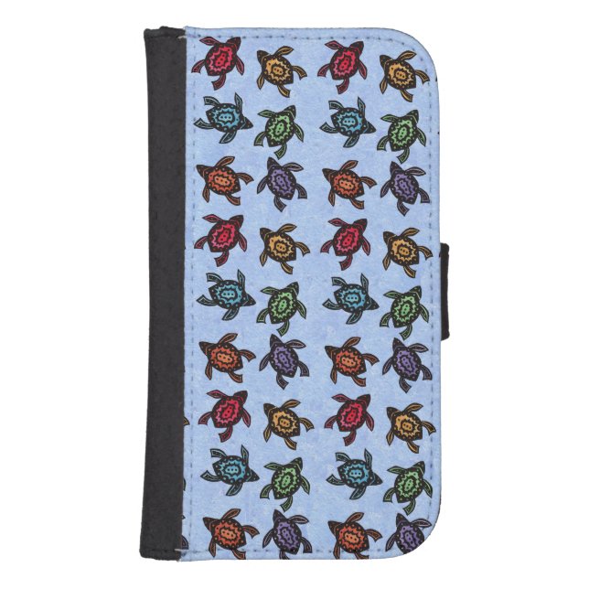 Colorful Abstract Swimming Turtles Samsung Galaxy Wallet Case (Front)