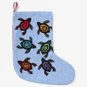Colorful Abstract Swimming Turtles Small Christmas Stocking