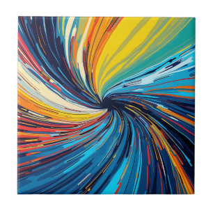 Colorful Abstract Swirl Ceramic Tile