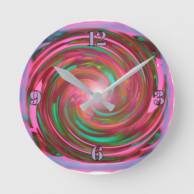 Colorful Abstract Swirl Design Clock (Front)