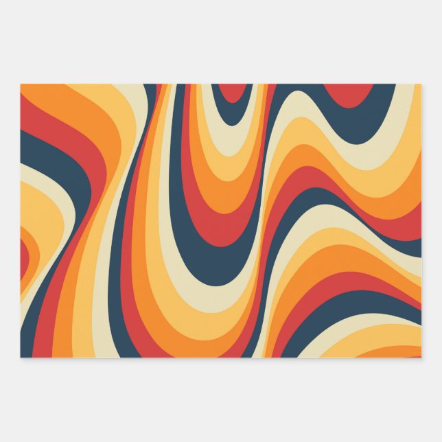 Colorful abstract swirl design wrapping paper sheets (Front)