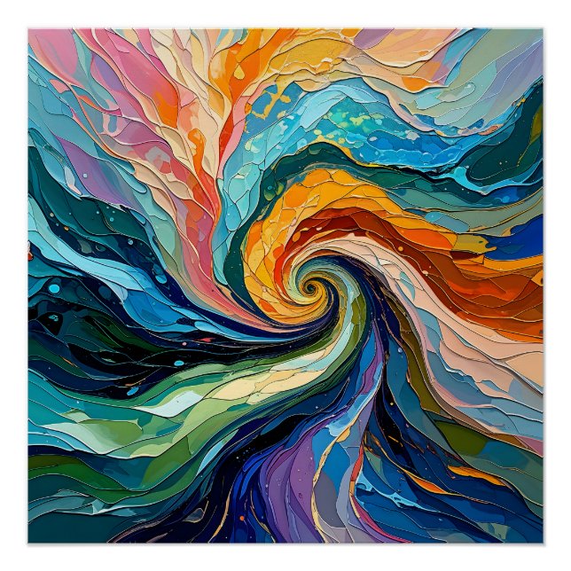 Colorful Abstract Swirl: Dynamic Spectrum Art for  Poster (Front)