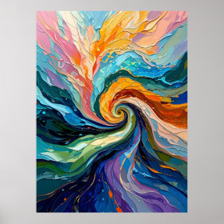 Colorful Abstract Swirl: Dynamic Spectrum Art for  Poster