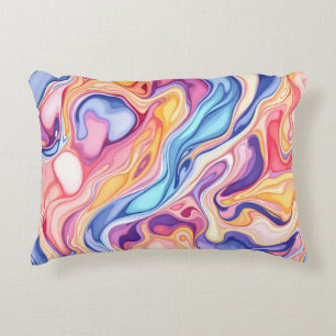 Colorful Abstract Swirl Fluid Pattern  Accent Pillow