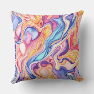 Colorful Abstract Swirl Fluid Pattern  Throw Pillow