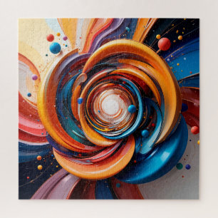 🧩 Colorful Abstract Swirl Modern Art Gift 🎨 Jigsaw Puzzle