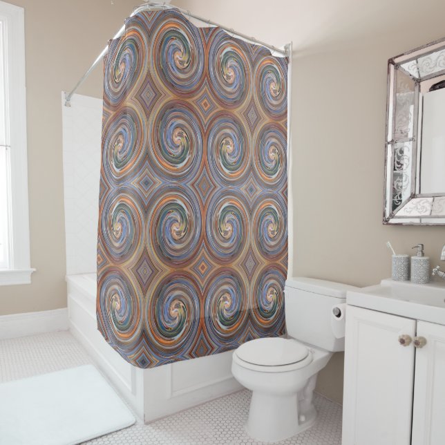 Colorful Abstract Swirl Pattern #3 Shower Curtain (In Situ)