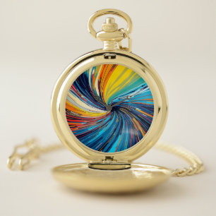 Colorful Abstract Swirl Pocket Watch