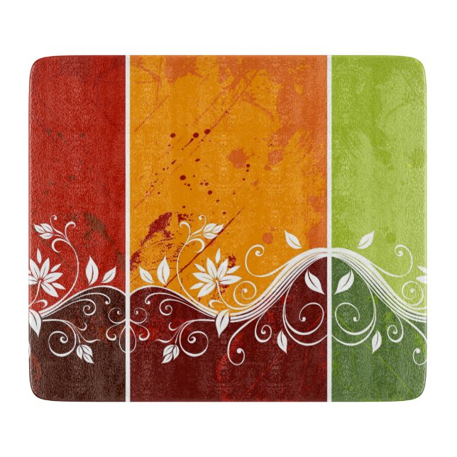 colorful abstract swirl vector flowers cutting board (Front)