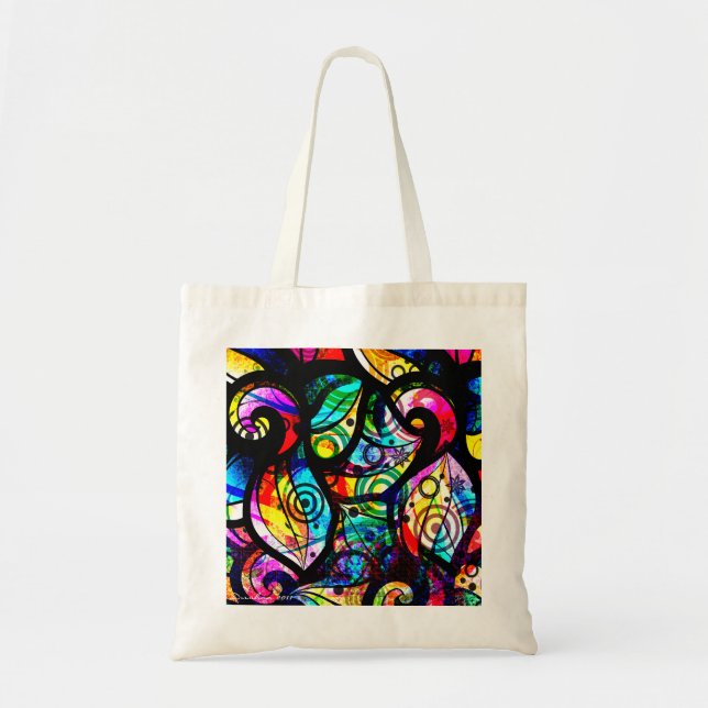 Colorful Abstract Swirls And Circles Design Tote Bag (Front)