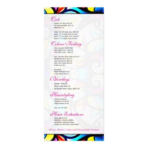 Colorful Abstract Swirls Faux Stained Glass Look Rack Card