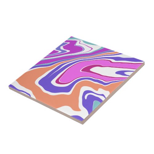 Colorful Abstract Swirls Marble Design Ceramic Tile