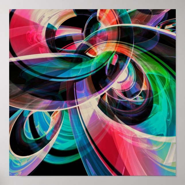 Colorful Abstract Swirls Poster (Front)