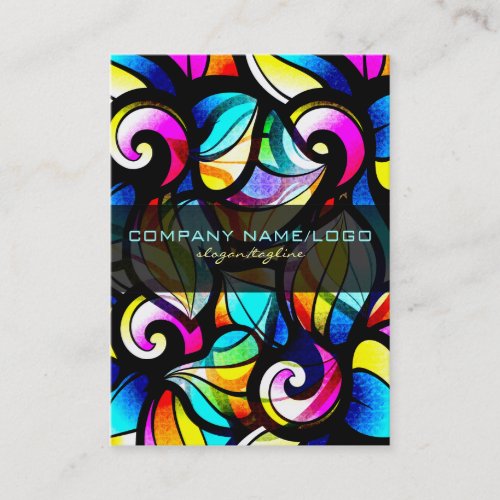 Colorful Abstract Swirls-Stained Glass Look Business Card Templates