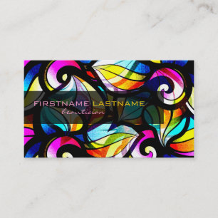 Colorful Abstract Swirls-Stained Glass Look Business Card