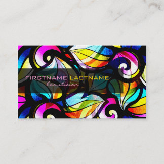 Colorful Abstract Swirls-Stained Glass Look Business Card